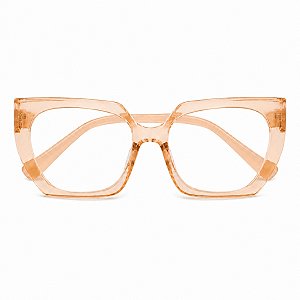 Óculos Grau +0.50 a +4.00 Hexagonal Marilia Laranja Transparente Lente Leitura Hipermetropia