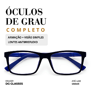 Óculos Emborrachado Visão Simples até -4,00 à +4.00 graus e até -2,00 de Astigmatismo
