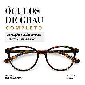 Óculos Redondo Brilho Visão Simples até -4,00 à +4.00 graus e até -2,00 de Astigmatismo