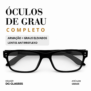 Óculos Emborrachado com Rebites Grau Alto até 6,00 Graus e -4,00 de Astigmatismo