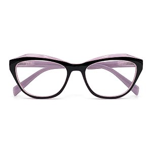 Óculos Gatinho Mirian Rosa com Preto Grau +0,50 até +5,00 Hipermetropia