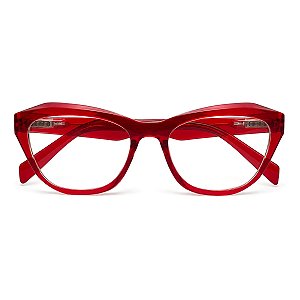 Óculos Gatinho Mirian Vermelho Transparente Grau +0,50 até +5,00 Hipermetropia