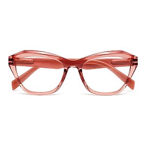 Óculos Gatinho Mirian Rosa Transparente Grau +0,50 até +5,00 Hipermetropia
