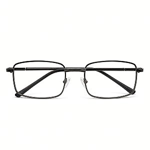 Óculos Quadrado Metálico Preto Grau +0,50 até +5,00 Hipermetropia