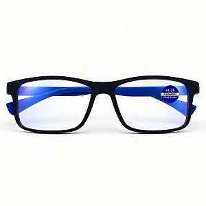 Armação de Óculos de Grau para Leitura +1,25 até +3,25 Retangular com Filtro Azul