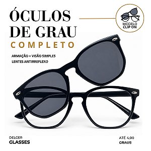 Óculos Hexagonal Arredondado Clip On Visão Simples até -4,00 à +4.00 graus e até -2,00 de Astigmatismo