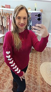 Blusa Corações em Trico