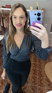 Body Grafite em Poliamida manga Longa