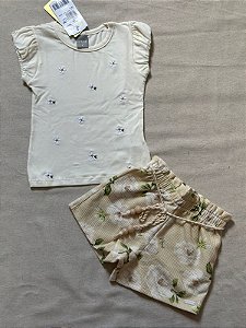 Conjunto Blusa Cotton / Shorts Ribana Aurora (bege)