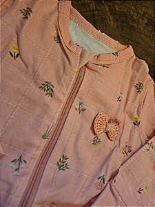 Macacão Cotton ( rosa/flores)