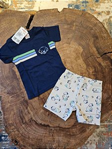 Conjunto Camiseta Meia Malha / Bermuda Moletinho (cachorro)