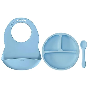 KIT REFEICAO EM SILICONE AZUL