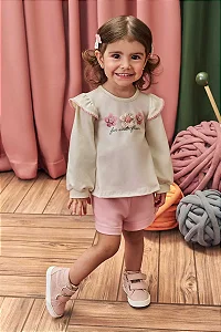 CONJUNTO DE BLUSA EM COTTON E SHORTS EM SARJA COM ELASTANO NUDE