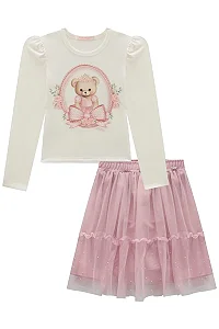 BLUSA ML E SAIA ROSA CLARO