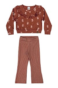 CONJUNTO FEMININO FLORES EM MOLETOM