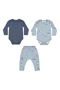 KIT MASCULINO 2 BODYS E CALÇA AZUL TIGRE