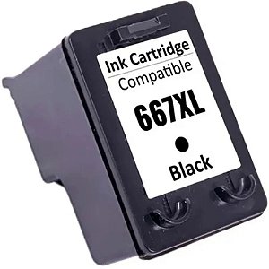 CARTUCHO DE TINTA COMPATÍVEL COM HP 667XL (Q67XL) PRETO MICROJET 14ML