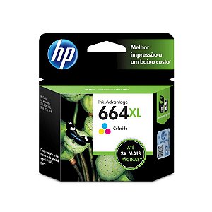 CARTUCHO DE TINTA ORIGINAL HP 664XL COLORIDO 8ML