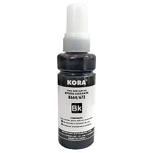 REFIL DE TINTA COMPATÍVEL COM EPSON T664BK T673BK CORANTE PRETO KORA 100ML