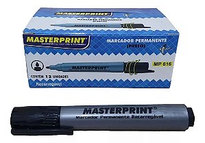 CANETA PERMANENTE RECARREGÁVEL MASTERPRINT MP616 PRETO