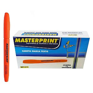 CANETA MARCA TEXTO COM PONTA CHANFRADA MASTERPRINT MP612 LARANJA CAIXA COM 12 UNIDADES