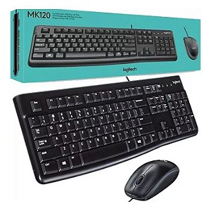 KIT TECLADO E MOUSE COM FIO USB LOGITECH MK-120
