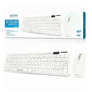 KIT TECLADO E MOUSE SEM FIO EXBOM BK-S1000 BRANCO