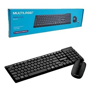 KIT TECLADO E MOUSE SEM FIO FLUTUANTE MULTIMÍDIA 1200DPI MULTILASER TC251 PRETO