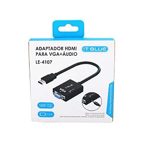 ADAPTADOR DE VÍDEO HDMI PARA VGA COM AUDIO IT-BLUE LE-4107