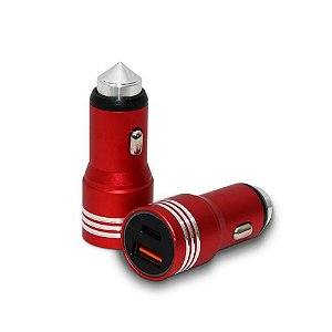 CARREGADOR VEICULAR METÁLICO 2 ENTRADAS USB COM CABO IT-BLUE LE-531CC VERMELHO