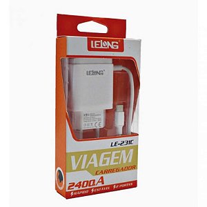 CARREGADOR PARA CELULAR TIPO C LELONG LE-231C