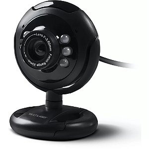 WEBCAM STANDARD USB 480P 30FPS LED NOTURNO COM MICROFONE MULTILASER WC045 PRETO