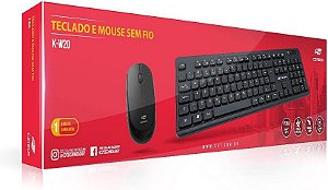 KIT TECLADO E MOUSE SEM FIO COM PILHA C3TECH K-W20 PRETO
