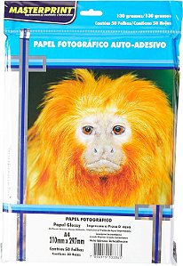 PAPEL FOTOGRÁFICO AUTO ADESIVO A4 130G MASTERPRINT COM 50 FOLHAS