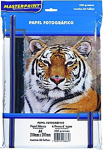 PAPEL FOTOGRÁFICO GLOSSY A4 230G MASTERPRINT COM 50 FOLHAS