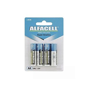 PILHA SUPER ALCALINA AA 1.5V ALFACELL LR6/AB COM 4 UNIDADES