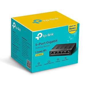 SWITCH 5 PORTAS LITEWAVE CASE PLÁSTICO GIGABIT 10 100 1000MBPS TP-LINK LS1005G PRETO