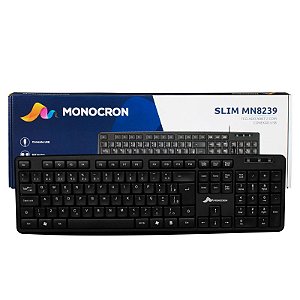 TECLADO COM FIO USB SLIM MONOCRON MN8239 PRETO