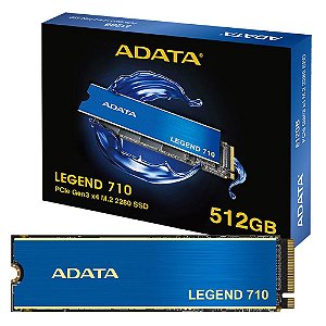 SSD ADATA LEGEND 710  512 GB NVME M.2 2280 LEITURA ATÉ 2400MB/S E GRAVAÇÃO ATÉ 1600MB/S