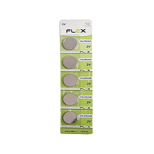 BATERIA BOTÃO 3V FLEX FX-CR2430 COM 5 UNIDADES