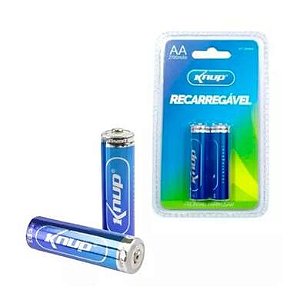 PILHA AA REGARREGÁVEL 2700MAH KNUP KP-2800A COM 2 UNIDADES