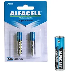 PILHA SUPER ALCALINA AAA 1.5V ALFACELL LR03/4B COM 2 UNIDADES