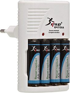 CARREGADOR DE PILHA AA KNUP KP-512
