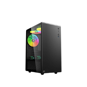 GABINETE GAMER MID TOWER VIDRO TEMPERADO USB 2.0 3.0 3 FANS MTG200BK C3TECH
