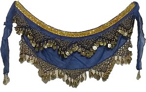 Lenço Chalé Moedas Azul Royal Dança do Ventre