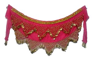 Lenço Chalé Moedas pink Dança do Ventre