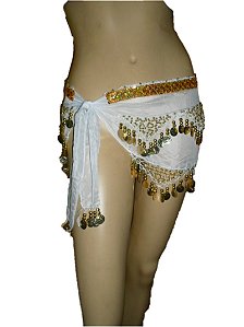 Lenço Chalé Moedas Branco Dança do Ventre