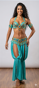 Roupa Traje Figurino Dança do Ventre Bordada Sultana Zahra