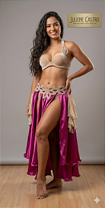 Roupa Dança do Ventre Para Bordar Saia Glitte Glamourr