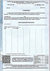 Certidão dos cartorios de protesto